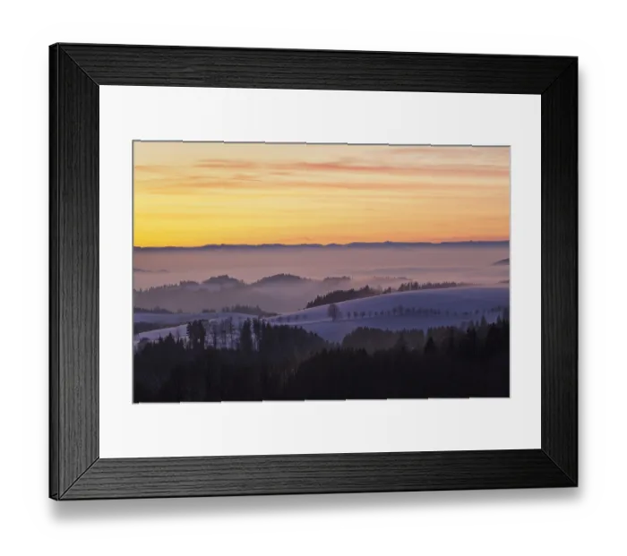Framed Print : Sunset view from the Black Forest road to Glottertal