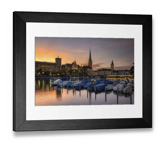 Framed Print : Fraumunster Town Hall and St
