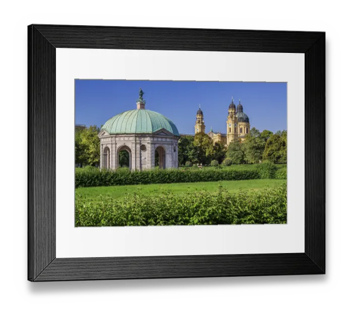 Framed Print : Court Garden with Diana Temple and Theatine Church Framed Print : Court Garden with Diana Temple and Theatine Church