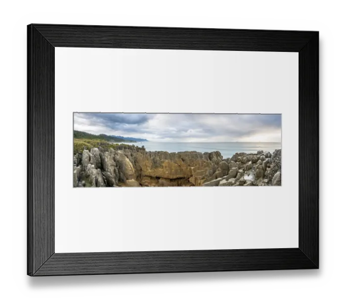 Framed Print : Coastal landscape of sandstone rocks