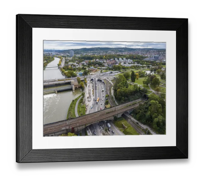 Framed Print : Leuzeknoten, construction site for the reorganisation of the traffic junction