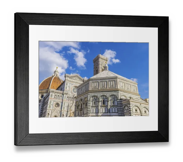 Framed Print : Florence Cathedral with dome, campanile and coloured marble facade