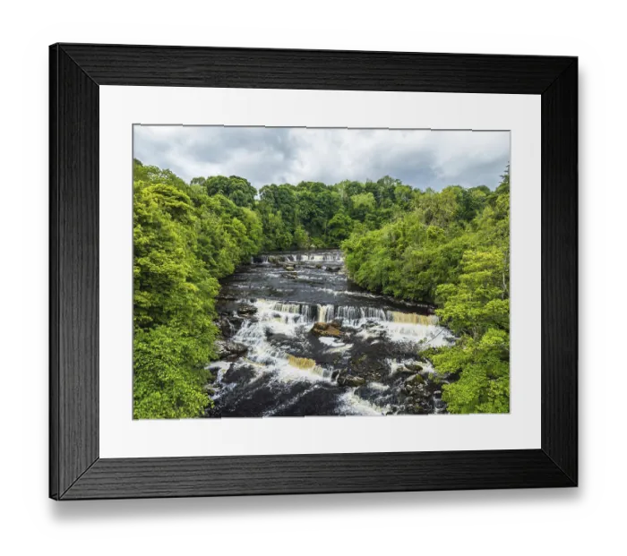 Framed Print : Aysgarth Falls on River Ure from a drone Framed Print : Aysgarth Falls on River Ure from a drone