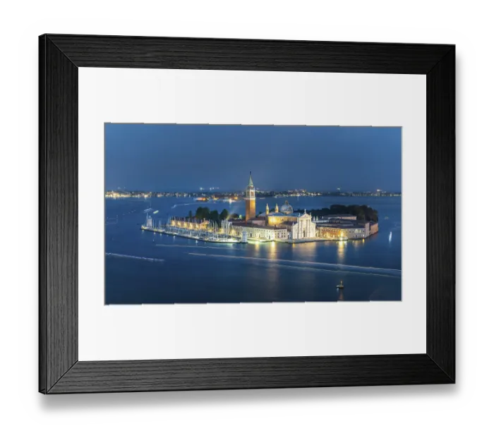 Framed Print : Isola di San Giorgio Maggiore with church San Giorgio Maggiore in the evening