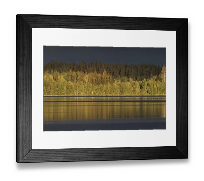 Framed Print : Lake near Hartola, forest, dramatic light mood