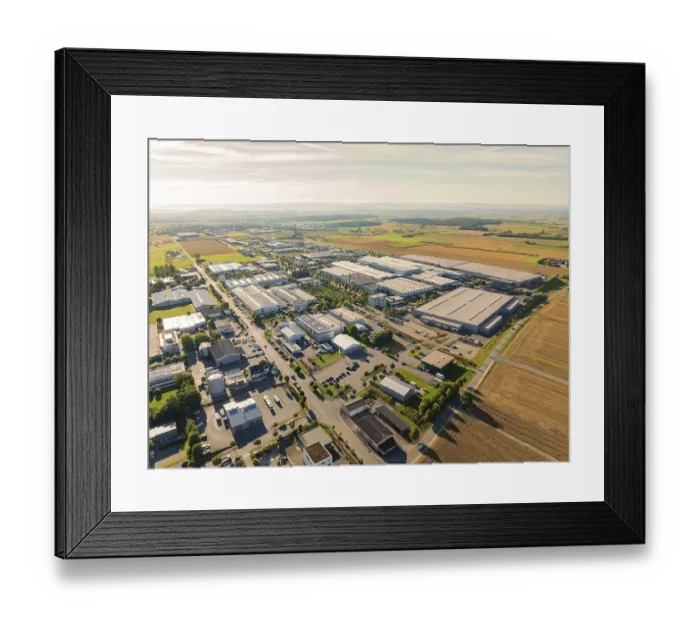Framed Print : A large industrial area with factories Framed Print : A large industrial area with factories