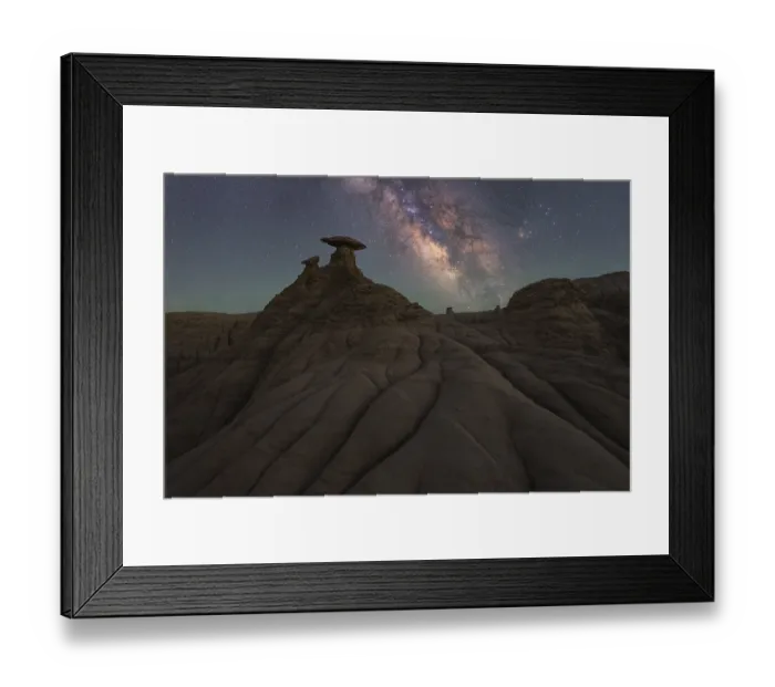 Framed Print : A mesmerizing view of the Milky Way shining brightly over the unique sandstone formations in Goblin Valley State Park Framed Print : A mesmerizing view of the Milky Way shining brightly over the unique sandstone formations in Goblin Valley State Park