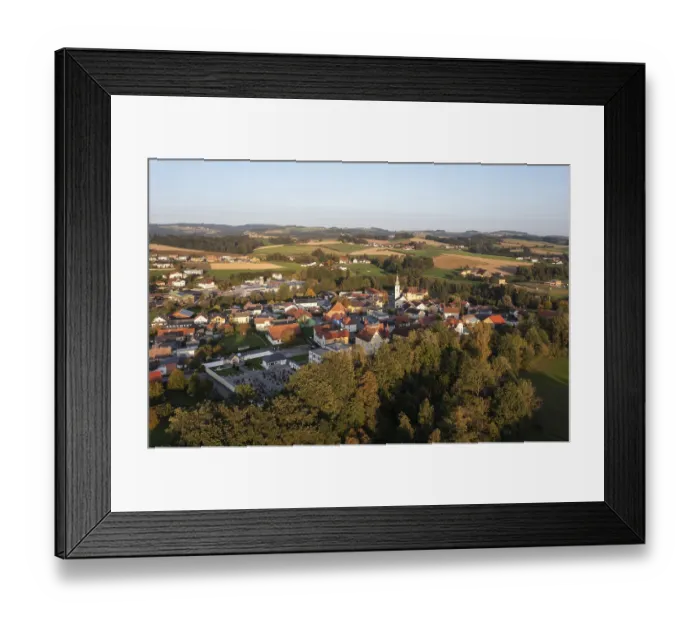 Framed Print : Drone image, view of the village of Sigharting Framed Print : Drone image, view of the village of Sigharting
