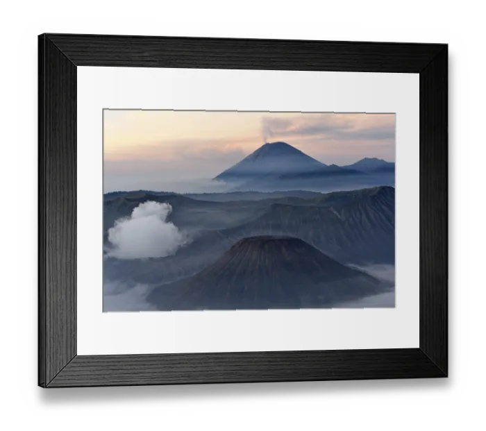 Framed Print : Sunrise over the smoking Gunung Bromo volcano Framed Print : Sunrise over the smoking Gunung Bromo volcano