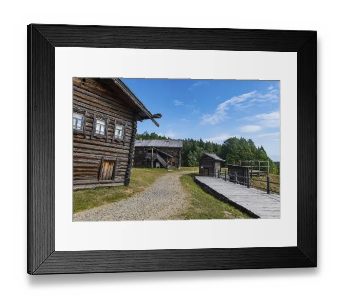Framed Print : Traditional wooden houses. Malye Korely