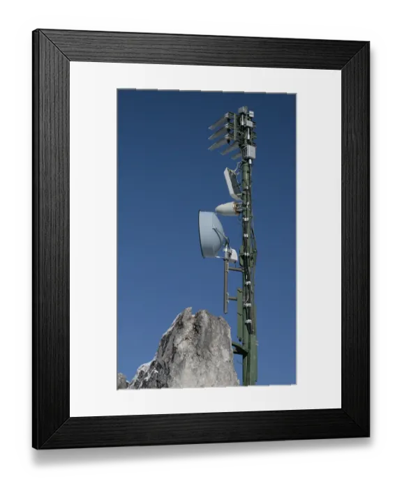 Framed Print : Aerial mast on the peak of the Jenner in Schoenau