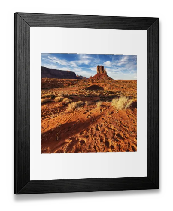 Framed Print : Monument Valley, illuminated by the evening sun