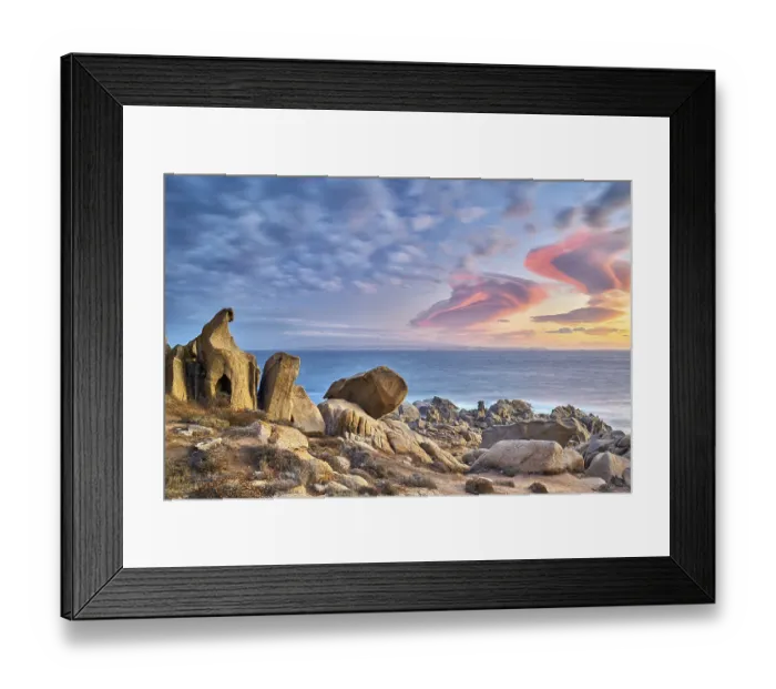 Framed Print : Rock formations at Capo Testa, sunrise Framed Print : Rock formations at Capo Testa, sunrise