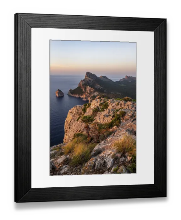 Framed Print : View of rocky cliffs and sea, Cap Formentor