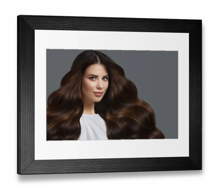 Framed Print : Beautiful brown-haired girl with a perfectly curls hair Framed Print : Beautiful brown-haired girl with a perfectly curls hair