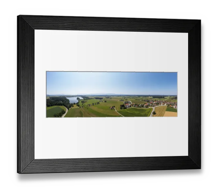 Framed Print : Drone shot, Abtsdorfer See with village Leobendorf
