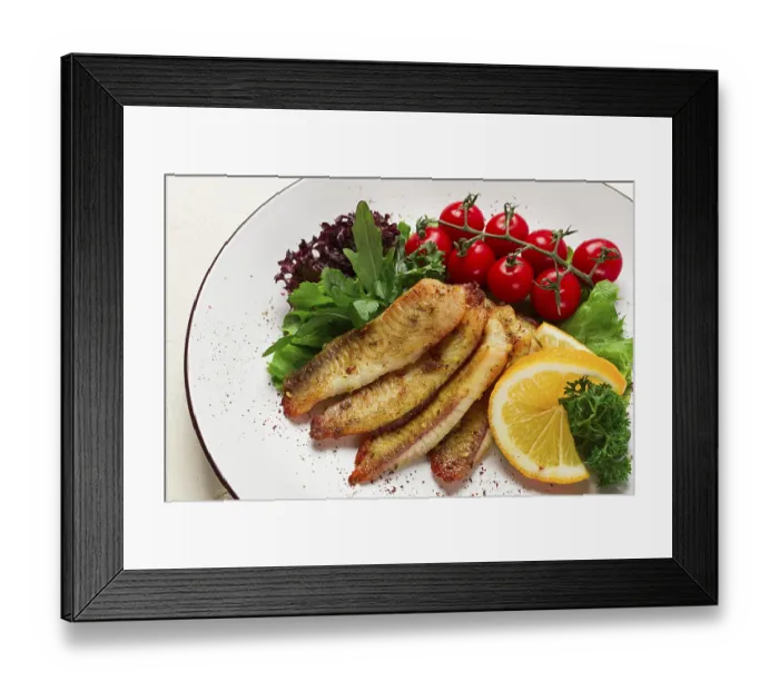 Framed Print : Fried Tilapia fish fillet, in spices