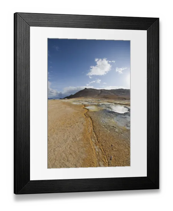 Framed Print : Hut mud spring, Hveraroend geothermal region at the foot of Mt