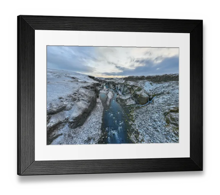 Framed Print : Hrauneyjarfoss waterfalls, drone shot