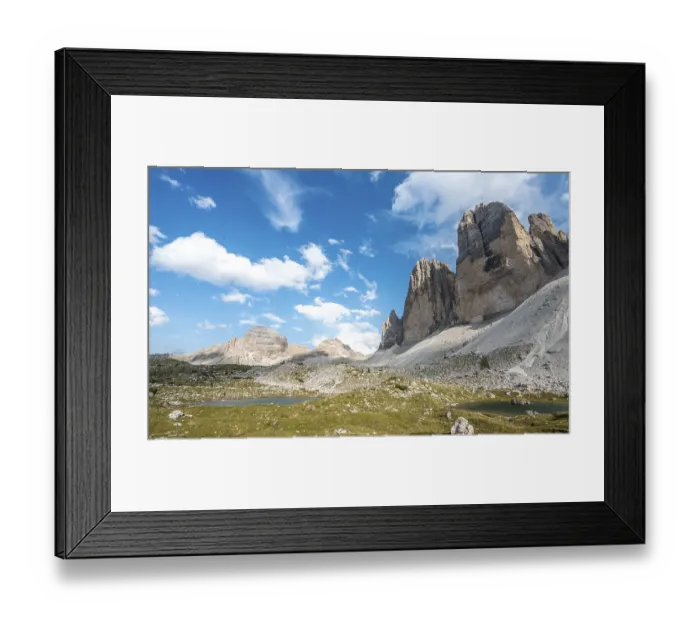 Framed Print : Northern walls of the Three Peaks of Lavaredo with lake near Col Forcellina Framed Print : Northern walls of the Three Peaks of Lavaredo with lake near Col Forcellina