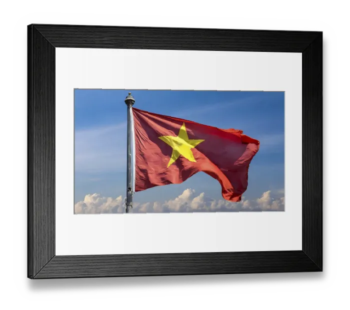 Framed Print : Flags, the national flag of Vietnam flutters in the wind