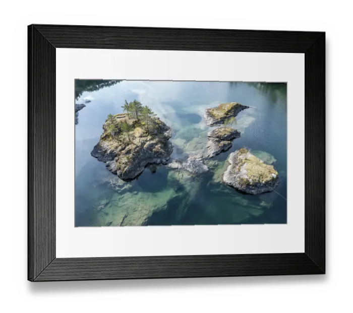 Framed Print : Aerial view of islands in lake Lovatnet (or: Loenvatnet)