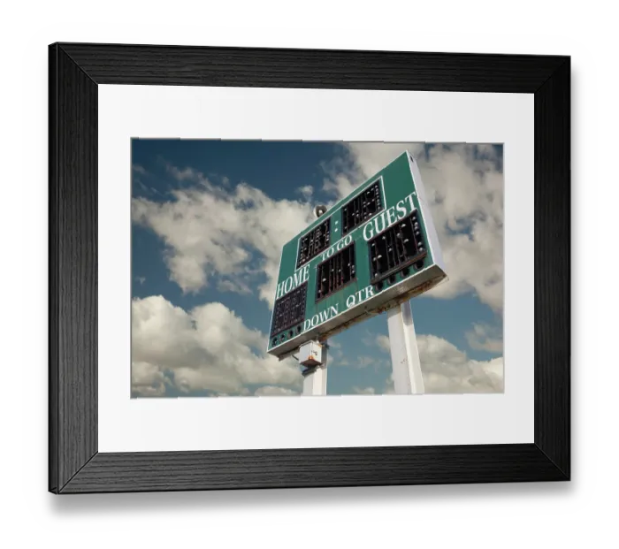 Framed Print : HIgh School Scoreboard with a Beautiful Sky and Clouds Background Framed Print : HIgh School Scoreboard with a Beautiful Sky and Clouds Background
