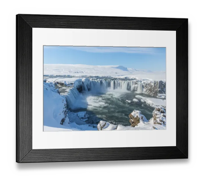 Framed Print : Gooafoss Waterfall in winter with snow and ice Framed Print : Gooafoss Waterfall in winter with snow and ice