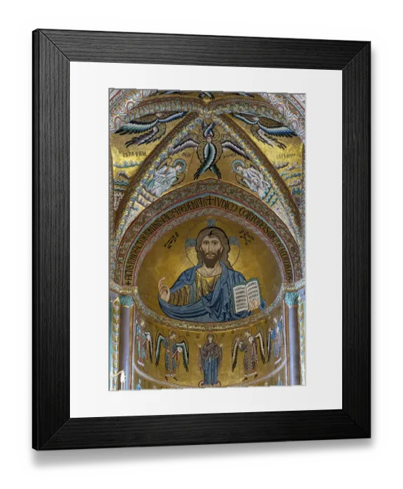 Framed Print : Christ Pantocrator mosaic, Cefalu Cathedral