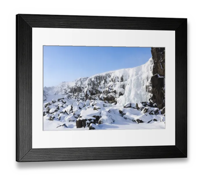 Framed Print : Oxararfoss, frozen waterfall Framed Print : Oxararfoss, frozen waterfall