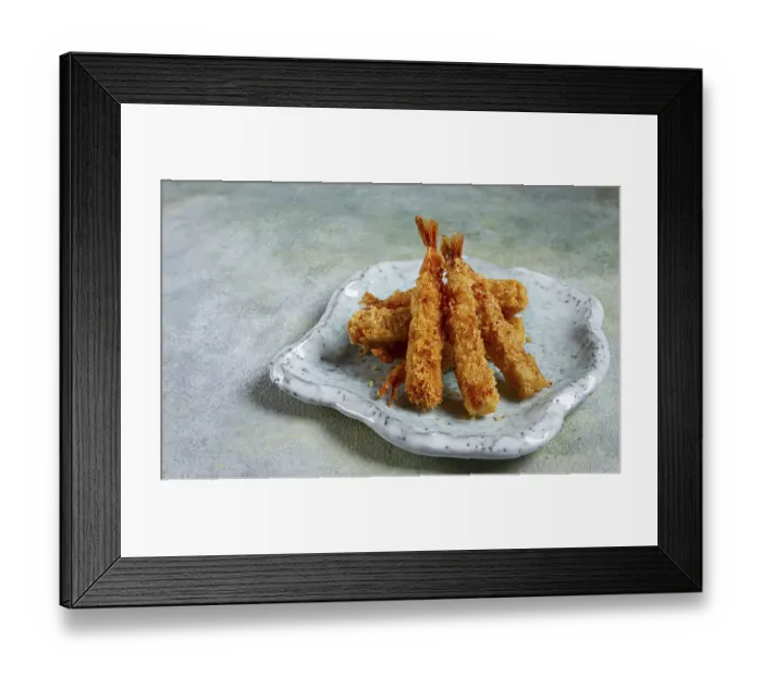 Framed Print : Fried shrimp, peeled in tempura