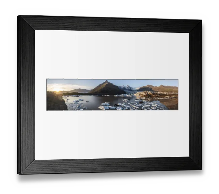Framed Print : Glacial river in front of Mountains with Hvannadalshnukur
