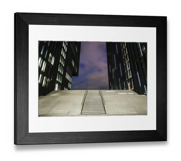 Framed Print : Stairs at the Hotel Hyatt Regency Dusseldorf at the tip of the harbour in the Media Harbour