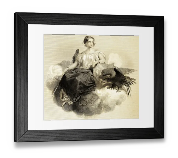 Framed Print : Book symbol, portrait of famous American Framed Print : Book symbol, portrait of famous American