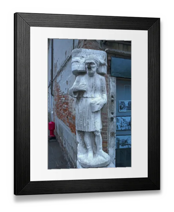 Framed Print : Marble statue of a merchant family from the 13 / 14 century