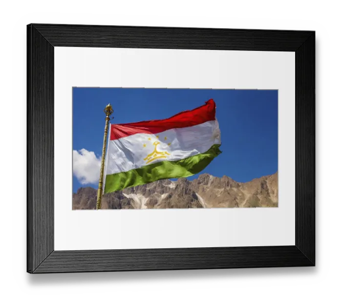 Framed Print : The flag of Tajikistan, fluttering in the wind Framed Print : The flag of Tajikistan, fluttering in the wind