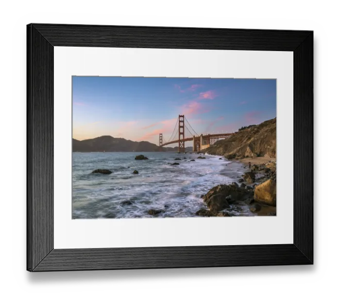 Framed Print : dusk at Golden Gate Bridge, Marshall's Beach