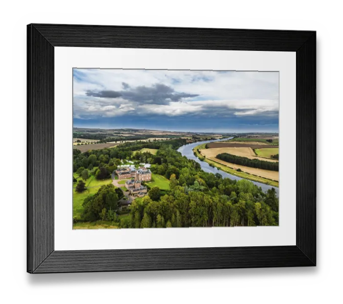 Framed Print : Paxton House over River Tweed from a drone Framed Print : Paxton House over River Tweed from a drone