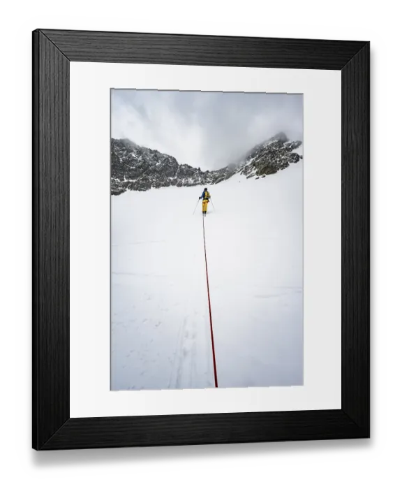 Framed Print : Ski tourers ascending the rope Framed Print : Ski tourers ascending the rope