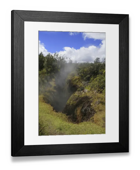Framed Print : Sulfur fumaroles in the Volcanoes National Park