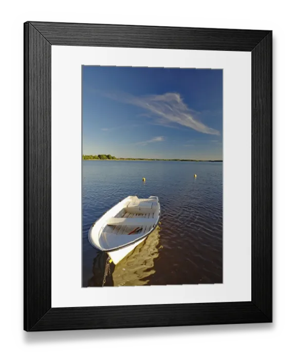 Framed Print : Small lake on a lake in the evening light