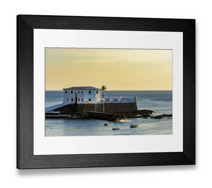 Framed Print : Antique Santa Maria Fort in the waters of Porto da Barra beach in Salvador Framed Print : Antique Santa Maria Fort in the waters of Porto da Barra beach in Salvador