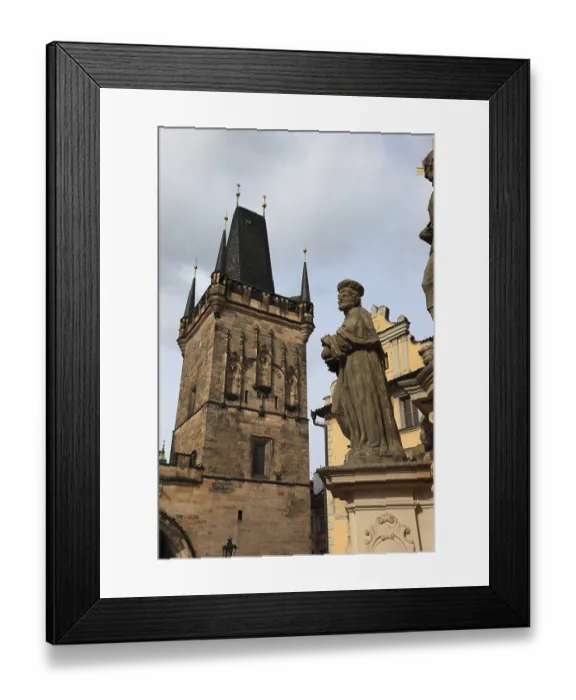 Framed Print : The Saints on Charles Bridge and the Lesser Town Bridge Tower Framed Print : The Saints on Charles Bridge and the Lesser Town Bridge Tower