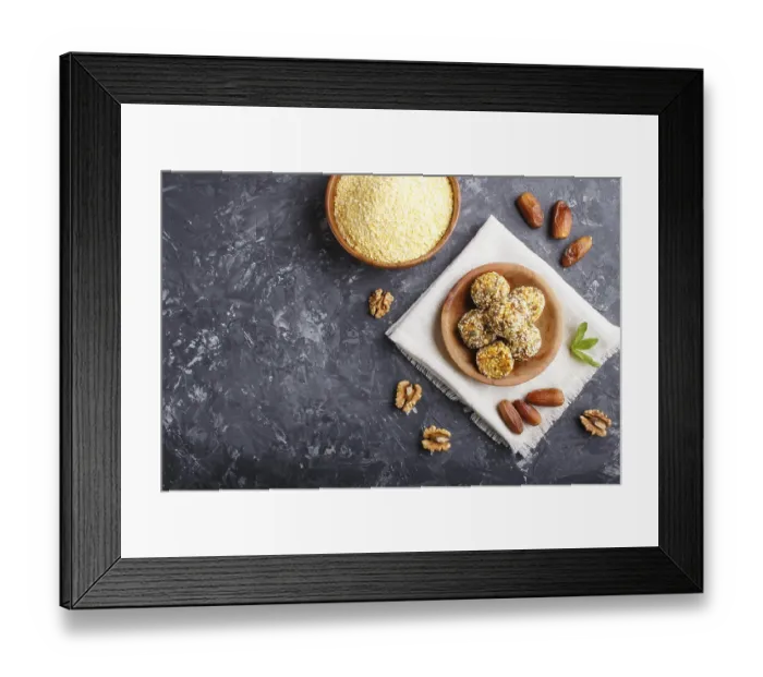 Framed Print : Energy ball cakes with dried apricots