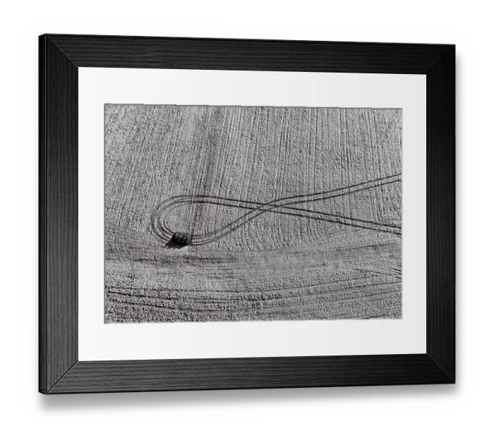 Framed Print : SW shot, tracks on a meadow covered with hoarfrost