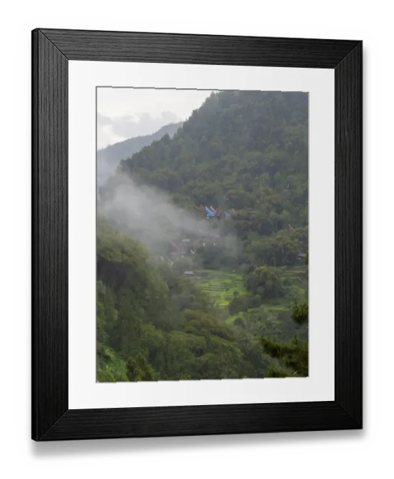 Framed Print : Tropical mountain landscape with traditional villages and rice paddies