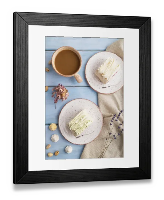 Framed Print : Roll biscuit cake with cream cheese and jam