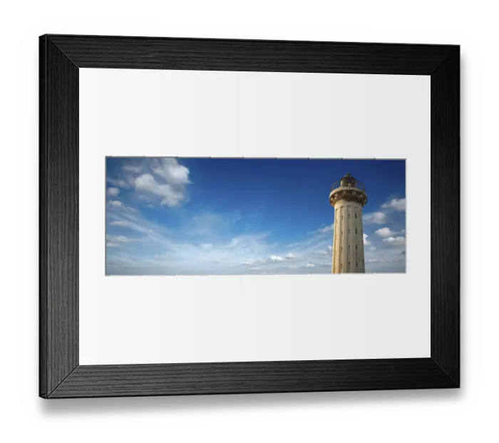 Framed Print : Old lighthouse in the blue sky