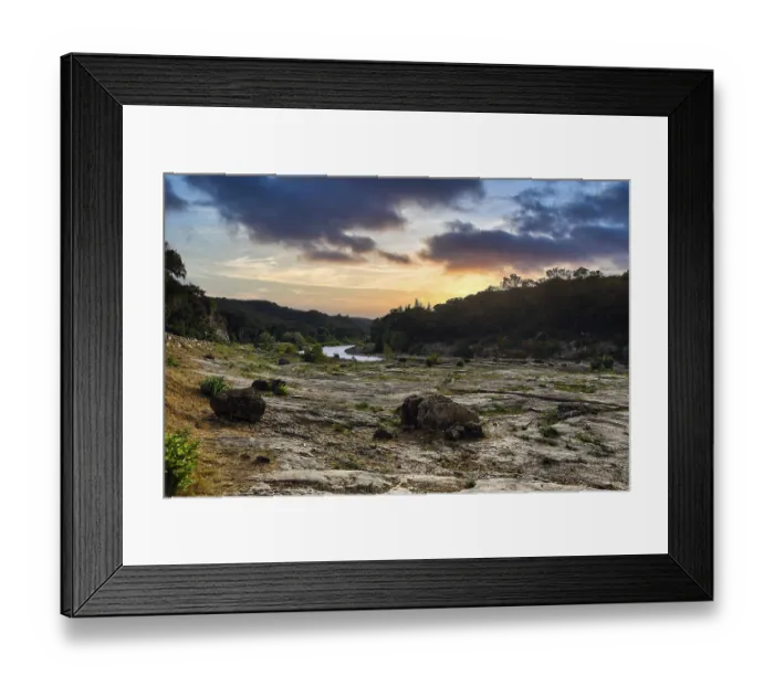 Framed Print : Dry riverbed, Gardon River, evening sky Framed Print : Dry riverbed, Gardon River, evening sky