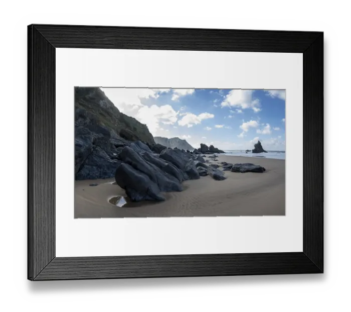 Framed Print : Rocky coast and sandy beach at Praia da Adraga Framed Print : Rocky coast and sandy beach at Praia da Adraga